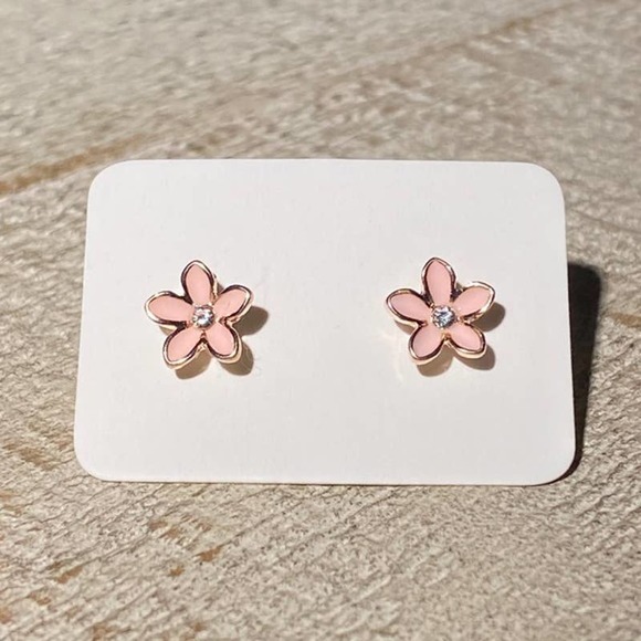 Boutique Jewelry - 3 for $25 Pink Flower Rose Gold Studs Earrings NEW